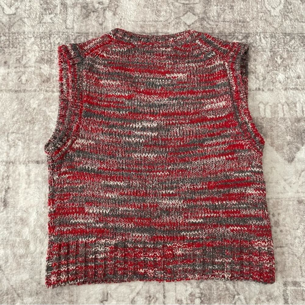 Re/Done 60s Sweater Vest Red Multi Knit Small Grandpacore - Picture 5 of 10